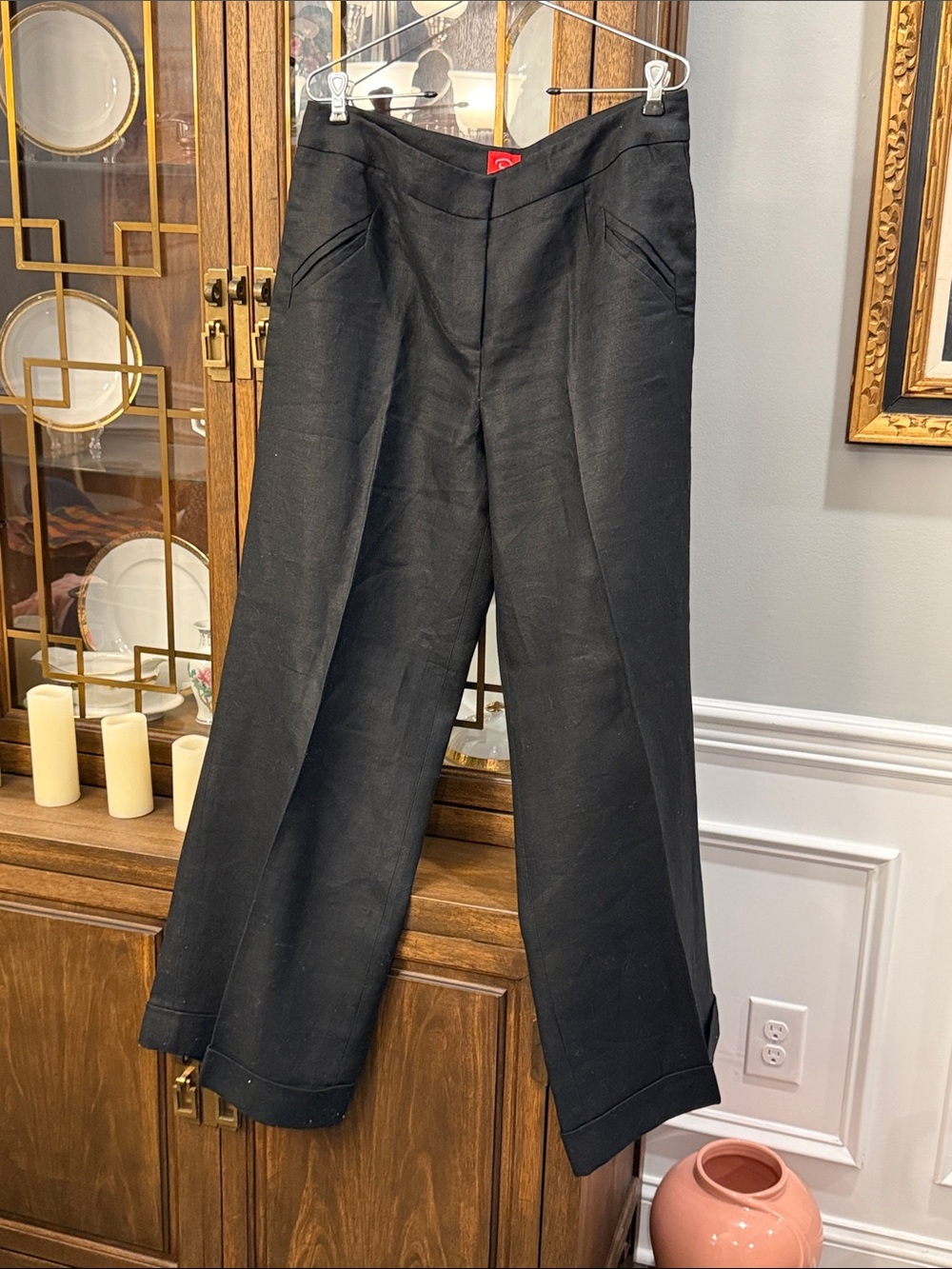O by Oscar de la Renta Linen Wide Leg Pants